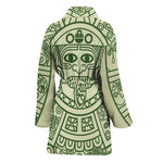 Green Maya Calendar Print Women's Bathrobe