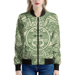 Green Maya Calendar Print Women's Bomber Jacket