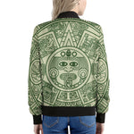Green Maya Calendar Print Women's Bomber Jacket