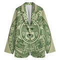 Green Maya Calendar Print Women's Cotton Blazer