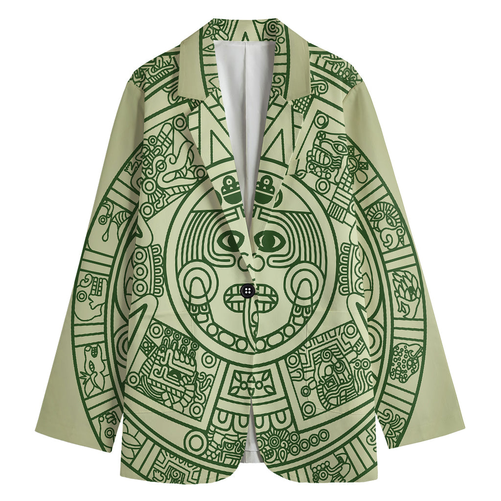 Green Maya Calendar Print Women's Cotton Blazer