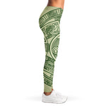 Green Maya Calendar Print Women's Leggings