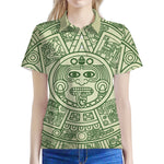 Green Maya Calendar Print Women's Polo Shirt