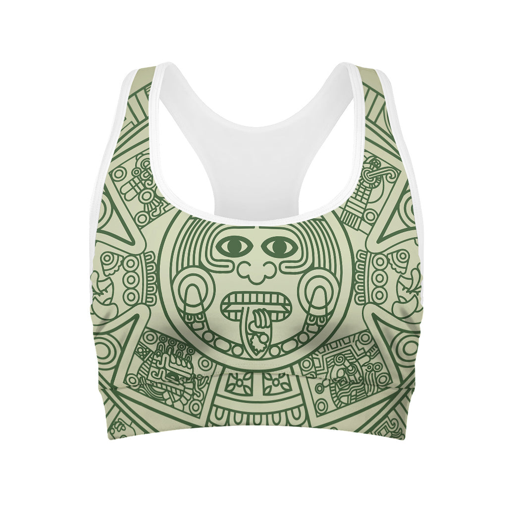 Green Maya Calendar Print Women's Sports Bra