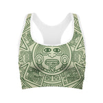 Green Maya Calendar Print Women's Sports Bra