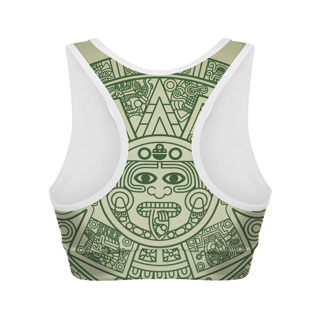 Green Maya Calendar Print Women's Sports Bra