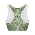 Green Maya Calendar Print Women's Sports Bra
