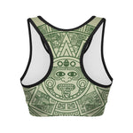 Green Maya Calendar Print Women's Sports Bra