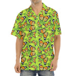 Green Monarch Butterfly Pattern Print Aloha Shirt