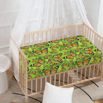 Green Monarch Butterfly Pattern Print Baby Crib Sheet
