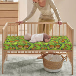 Green Monarch Butterfly Pattern Print Baby Crib Sheet
