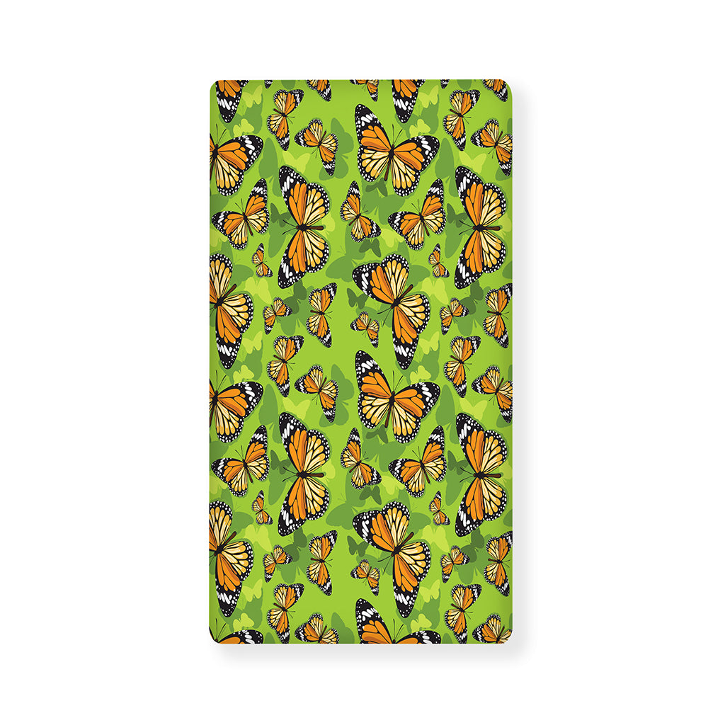 Green Monarch Butterfly Pattern Print Baby Crib Sheet