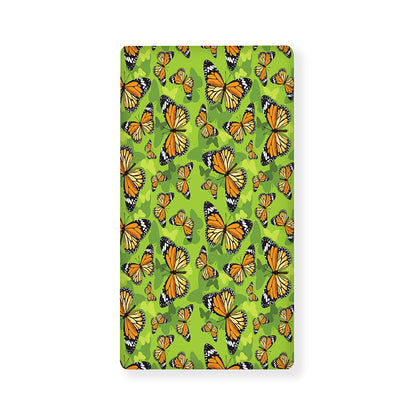 Green Monarch Butterfly Pattern Print Baby Crib Sheet