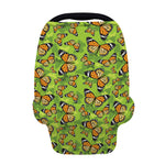 Green Monarch Butterfly Pattern Print Baby Seat Cover