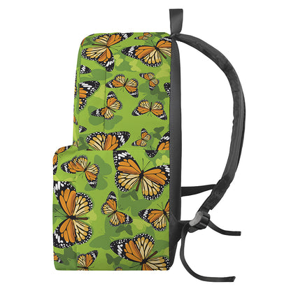 Green Monarch Butterfly Pattern Print Backpack