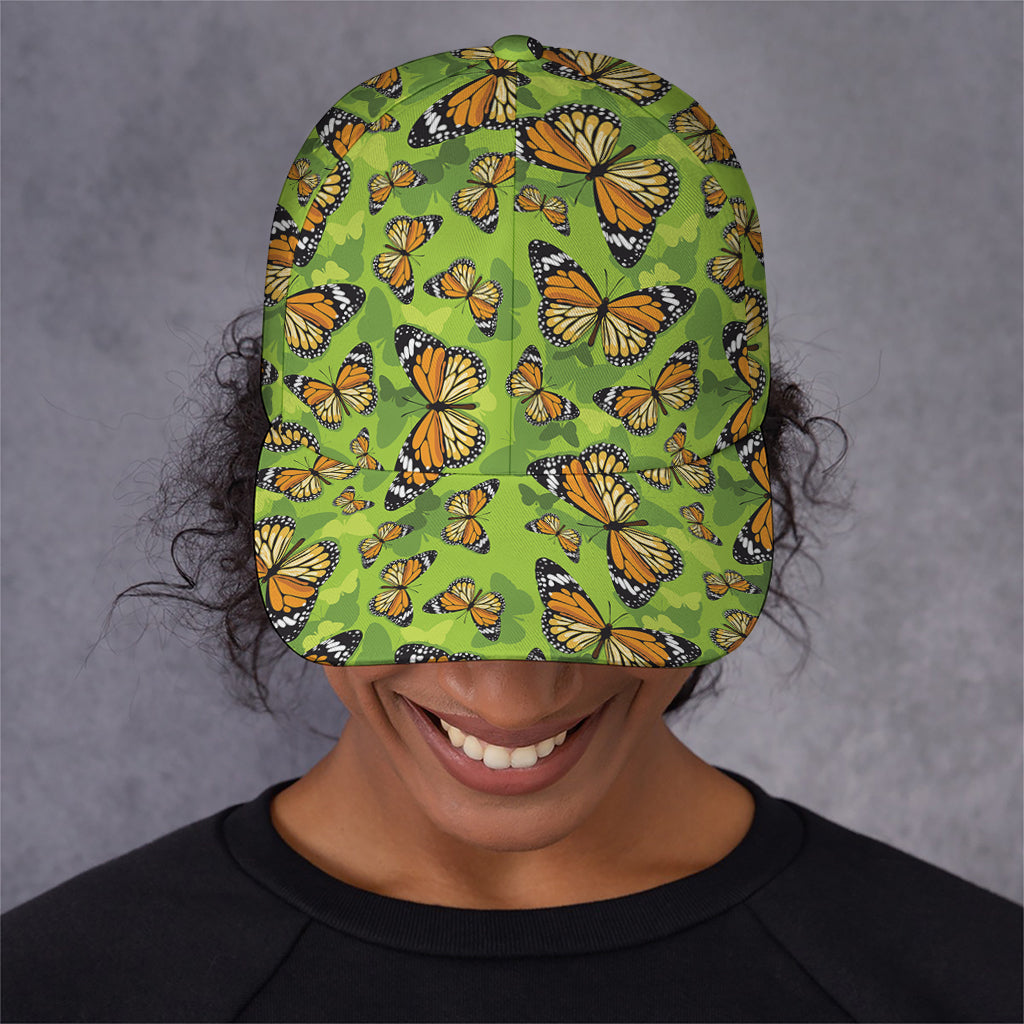 Green Monarch Butterfly Pattern Print Baseball Cap