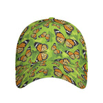 Green Monarch Butterfly Pattern Print Baseball Cap