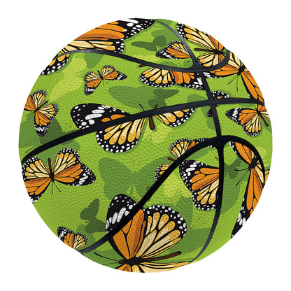 Green Monarch Butterfly Pattern Print Basketball
