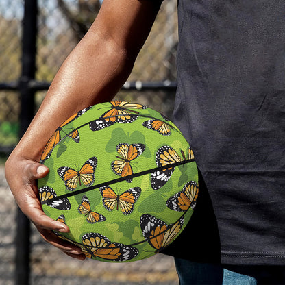 Green Monarch Butterfly Pattern Print Basketball