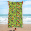 Green Monarch Butterfly Pattern Print Beach Towel