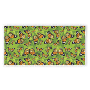 Green Monarch Butterfly Pattern Print Beach Towel