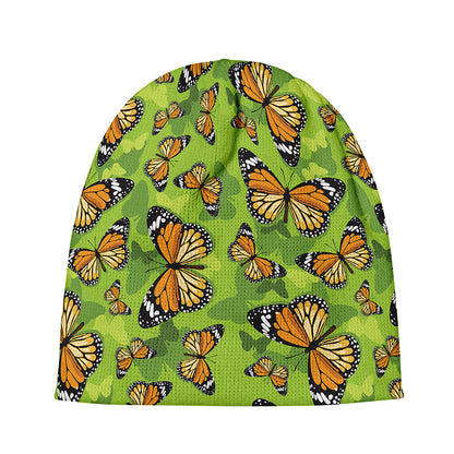 Green Monarch Butterfly Pattern Print Beanie