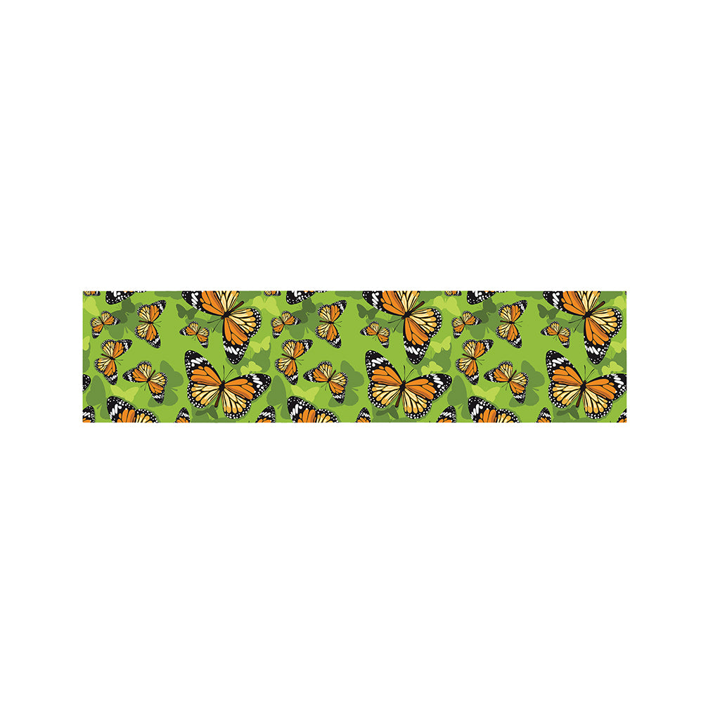 Green Monarch Butterfly Pattern Print Bed Runner