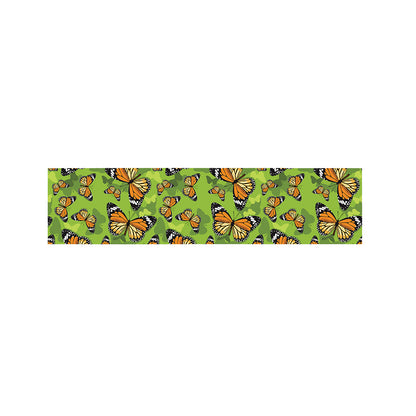 Green Monarch Butterfly Pattern Print Bed Runner