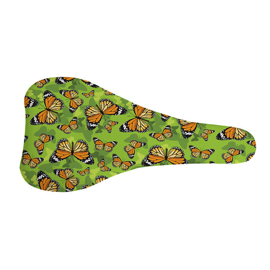 Green Monarch Butterfly Pattern Print Bicycle Seat Cover