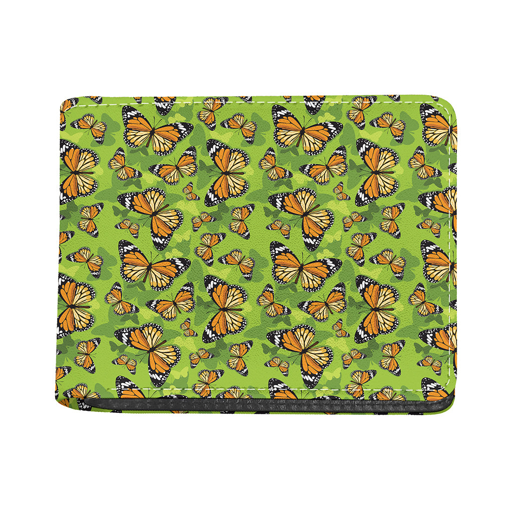 Green Monarch Butterfly Pattern Print Bifold Wallet