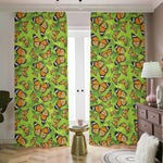 Green Monarch Butterfly Pattern Print Blackout Pencil Pleat Curtains