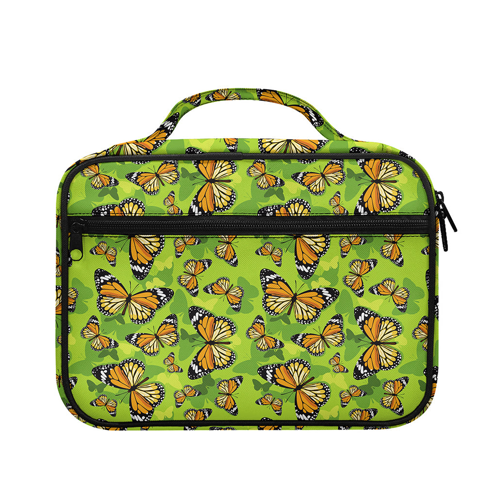 Green Monarch Butterfly Pattern Print Briefcase Bible Bag