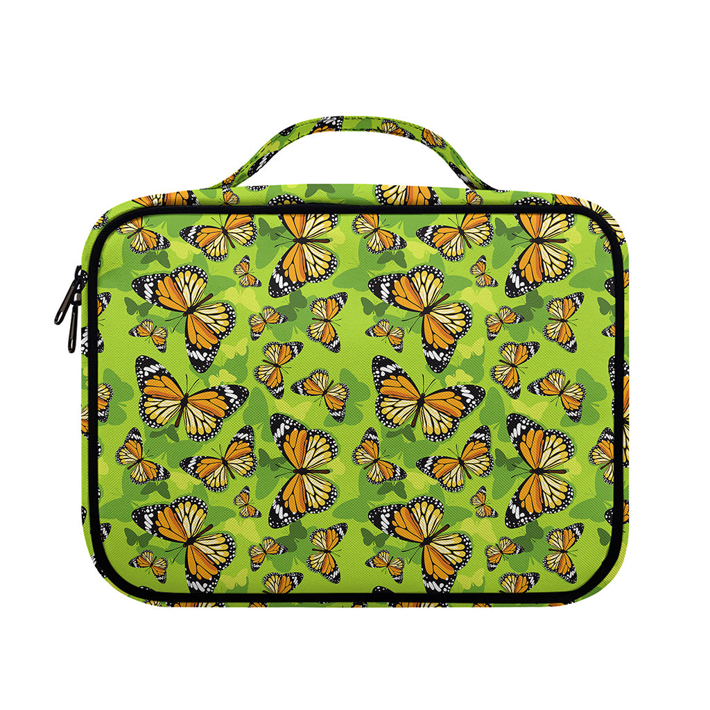 Green Monarch Butterfly Pattern Print Briefcase Bible Bag