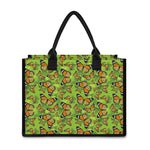 Green Monarch Butterfly Pattern Print Canvas Tote Bag