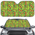 Green Monarch Butterfly Pattern Print Car Windshield Sun Shade