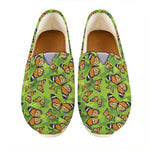 Green Monarch Butterfly Pattern Print Casual Shoes