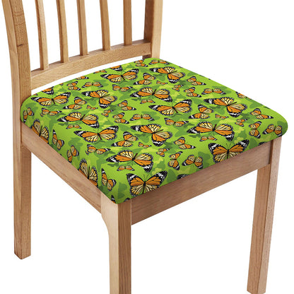Green Monarch Butterfly Pattern Print Chair Cushion Cover