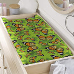 Green Monarch Butterfly Pattern Print Changing Pad Cover