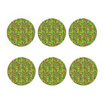 Green Monarch Butterfly Pattern Print Coaster Set