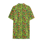 Green Monarch Butterfly Pattern Print Cotton Hawaiian Shirt