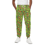 Green Monarch Butterfly Pattern Print Cotton Pants