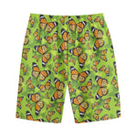 Green Monarch Butterfly Pattern Print Cotton Shorts