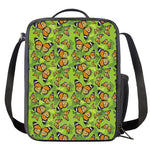 Green Monarch Butterfly Pattern Print Crossbody Lunch Bag