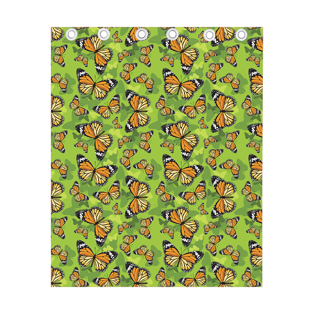 Green Monarch Butterfly Pattern Print Curtain