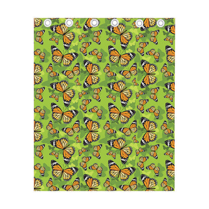 Green Monarch Butterfly Pattern Print Curtain
