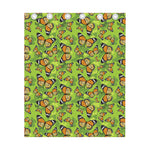 Green Monarch Butterfly Pattern Print Curtain
