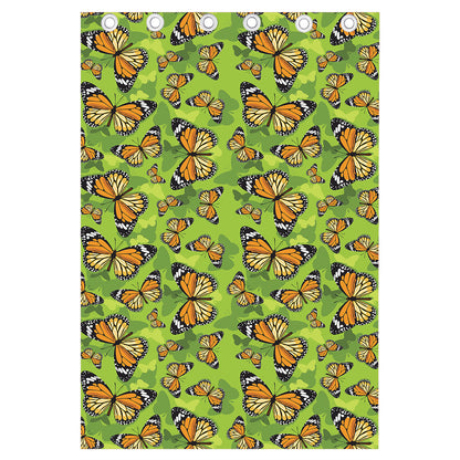 Green Monarch Butterfly Pattern Print Curtain