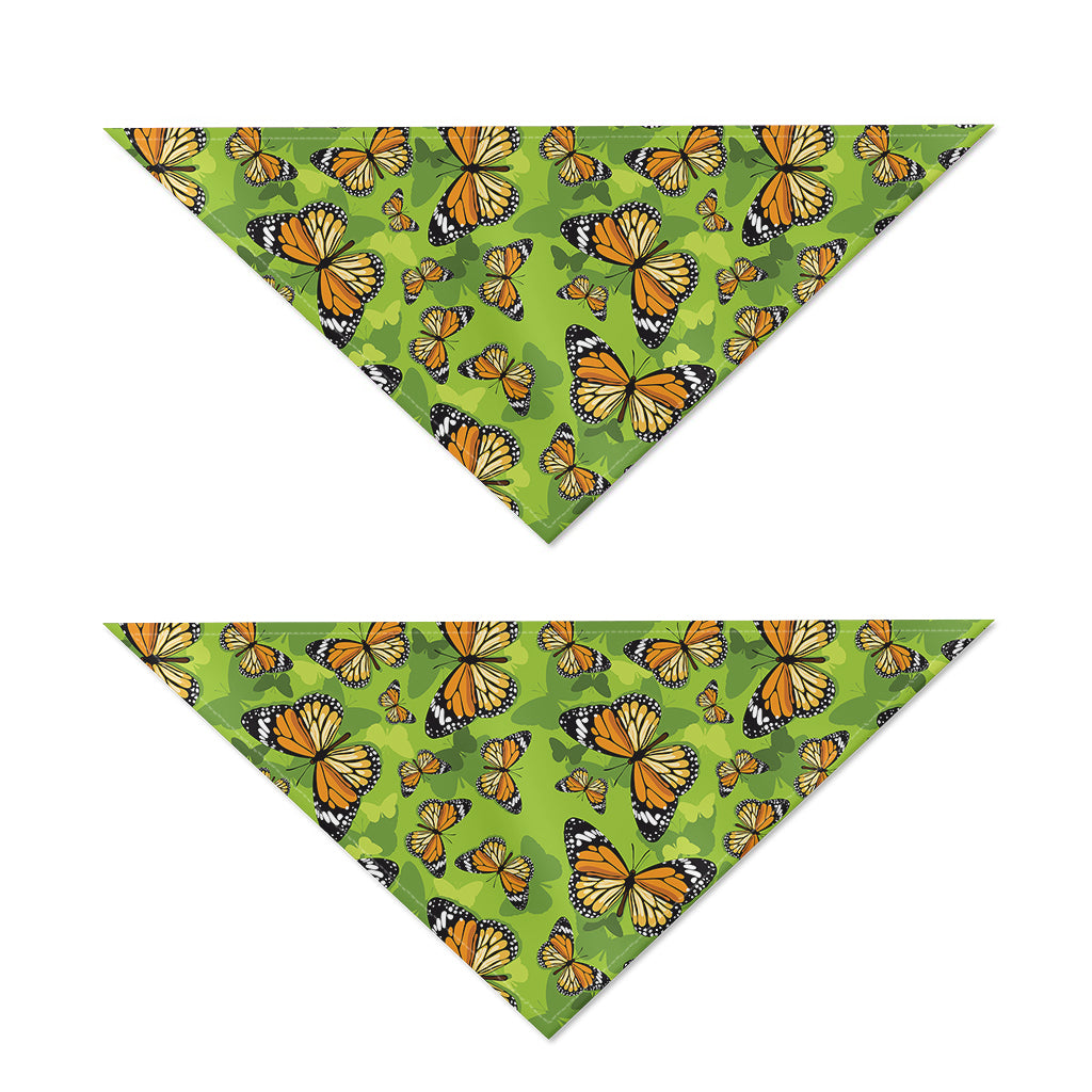 Green Monarch Butterfly Pattern Print Dog Bandana