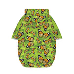 Green Monarch Butterfly Pattern Print Dog Zip Up Hoodie