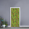 Green Monarch Butterfly Pattern Print Door Sticker